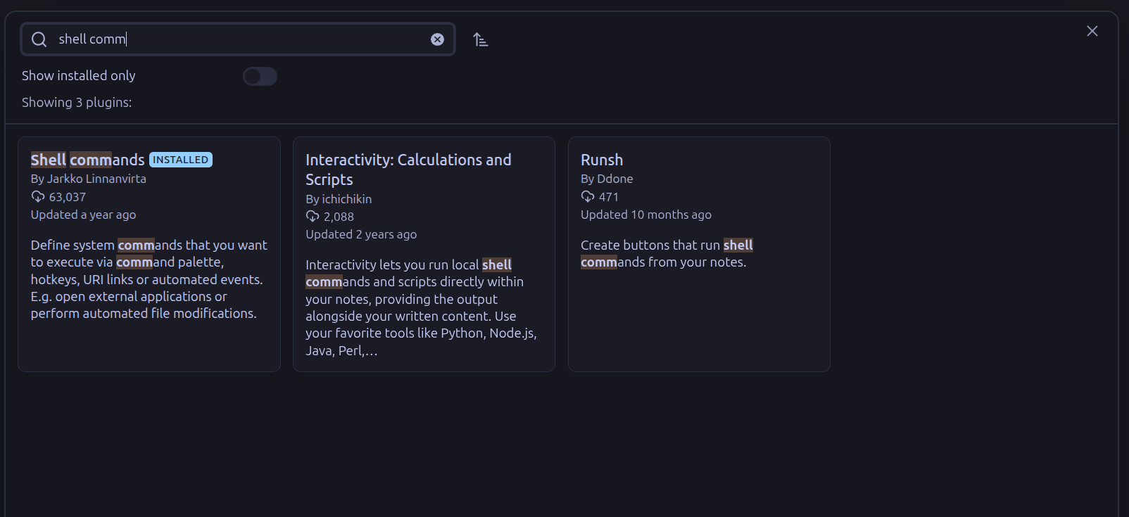Shell Commands Screenshot